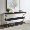 Armen Living Westlake 3-Tier Dark Brown Console Table with Brushed Gold Legs view 2