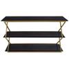 Armen Living Westlake 3-Tier Dark Brown Console Table with Brushed Gold Legs view 3