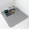 AMOAMI-Dish Drying Mats for Kitchen Counter-Silicone Dish Drying Mat-Kitchen Dish Drying Pad Heat Resistant Mat-Kitchen Gadgets Kitchen Accessories Kitchen Small Appliances(16" x 18", GREY) view 1
