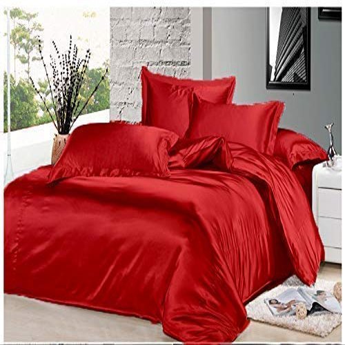 7PCS Premium Satin Duvet Cover Set-1Duvet Cover,1Fitted Sheet 14'',1Flat Sheet,2Pillowshams,2Pillowcases 600 TC Soft Satin Bedding Set Solid Colors Pattern Cal-King/Burgundy Duvet Cover Set