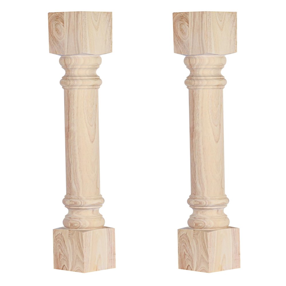 La Vane 35 1/2-inch H 3 1/2-inch W 3 1/2-inch D Solid Wood Kitchen Island Legs, Set of 2 Traditional Unfinished Massive Replacement Cabinet Columns Countertop Legs for Large Kitchen Dining Table