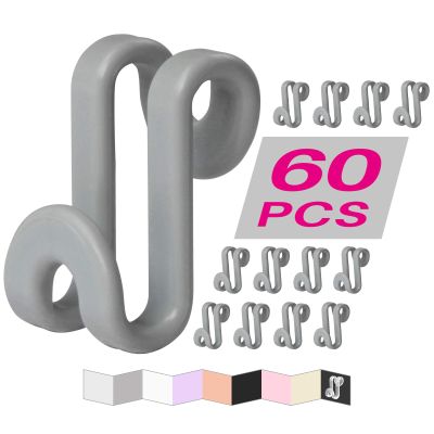 FREZON Clothes Hanger Connector Hooks, Outfit Extender Clips, Cascading Hanger Hooks, Velvet Huggable Hangers Accessory, Heavy Duty Space Saving for Closet 60 Pcs (Dark Grey)