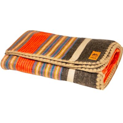 ALPAKITAS Alpaca Wool Blanket Throw | Large, Beautiful, Warm, Stripes | 64 x 45 inches | Ultra-Soft, Hypoallergenic and Breathable | Non-Itchy or Scratchy (Orange and Blue)