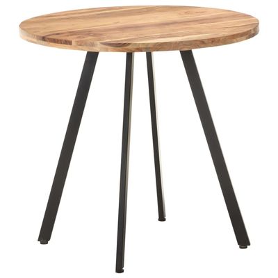 vidaXL Round Dining Table, Solid Acacia Wood Construction, Black Powder-Coated Iron Legs, Industrial Style, Handmade Design, 31.5" Diameter