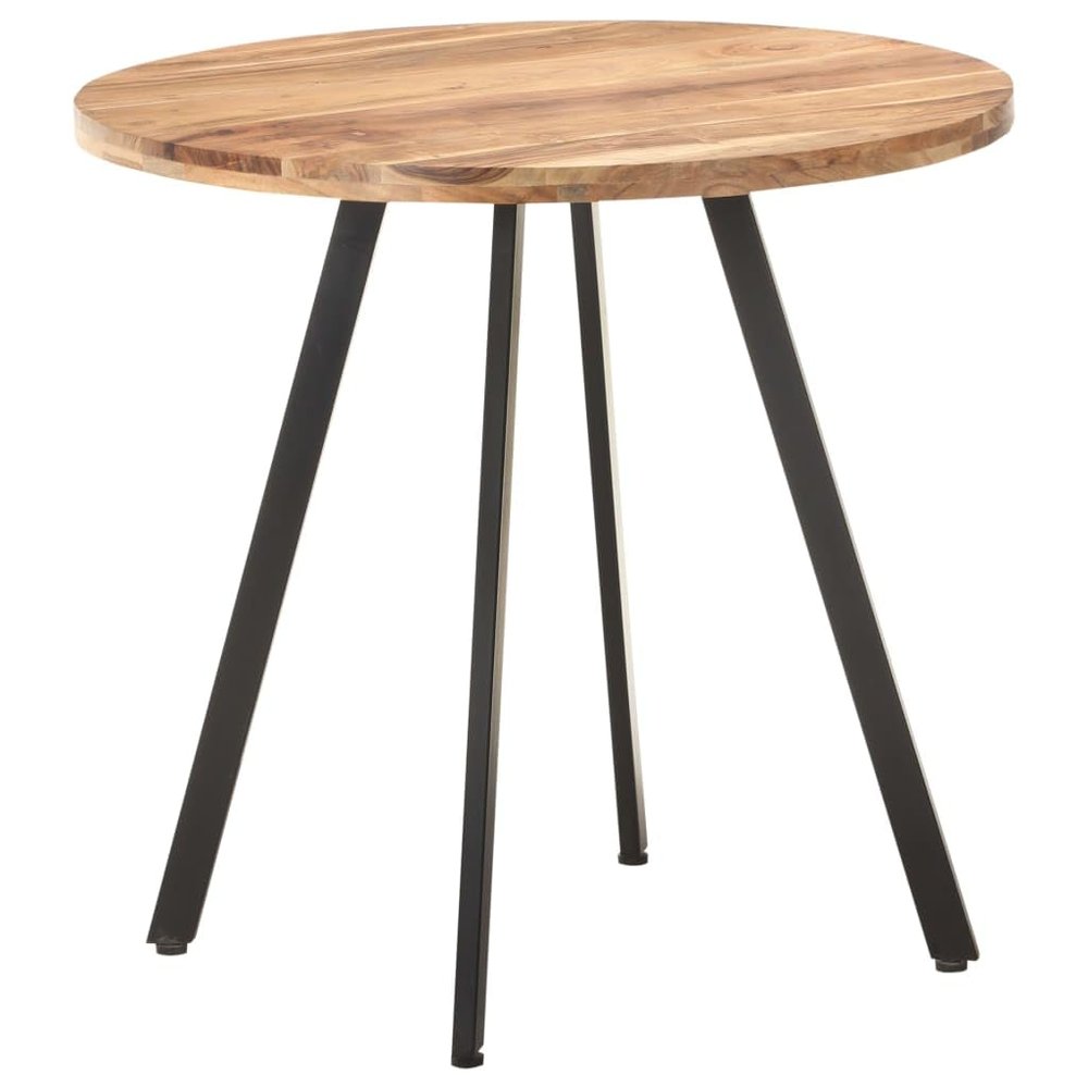 vidaXL Round Dining Table, Solid Acacia Wood Construction, Black Powder-Coated Iron Legs, Industrial Style, Handmade Design, 31.5" Diameter