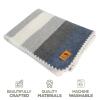 ALPAKITAS Alpaca Wool Blanket Throw | Large, Beautiful, Warm, Stripes | 64 x 45 inches | Ultra-Soft, Hypoallergenic and Breathable | Non-Itchy or Scratchy (Gray and Blue) view 2