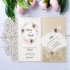 Rodvanvo 20 Pcs Laser Cut Wedding Invitations Card Pocket with Envelope for Birthday Party Baby or Bride Shower Invite suitable for 5 * 7 Inches Insert Paper (Champagne) view 2