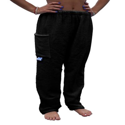 Paradise Towelwear Co. Towel Pants for Swimmers  Cotton Terry Towel Pants  Beach Coverup  Resort Wear  Swim wear Black - Size Adult Medium