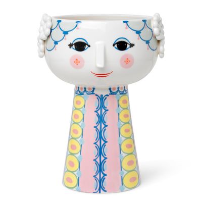 Bjorn Wiinblad Eva Vase, Pink and Blue, 9.1" H x 6.9" D, Gift Box Included