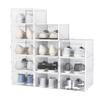 12 Pack Shoe Storage Boxes, Clear Plastic Bins Stackable Shoe Organizer, Drawer Type Shoe Containers, Intuitive Front Opening view 1