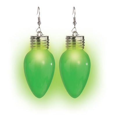 Green Light-Up Bulb Earrings | 2 1/4" | 1 Pair