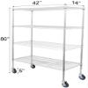 Regal Altair 14" Deep x 42" Wide x 80" High 4 Tier Chrome Wire Shelving Kit with 5" Wheels | NSF Commercial Storage Rack Unit view 2