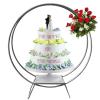 80 CM/31.5" H Double Ring Cake Stand, Flower Stand Floral Hoop Cake Stand Cake Arch Rack, Round Backdrop Frame Stand, for Wedding Birthday Party Supplies Event Party Background Decoration (Silver) view 1