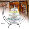 80 CM/31.5" H Double Ring Cake Stand, Flower Stand Floral Hoop Cake Stand Cake Arch Rack, Round Backdrop Frame Stand, for Wedding Birthday Party Supplies Event Party Background Decoration (Silver) view 2