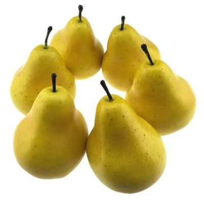 6pcs Artificial Fruit Fake Pears Decorative Lifelike Realistic Vivid Yellow Pears Model Photography Props for Home Fruit Shop Supermarket Desk Office Restaurant Decor