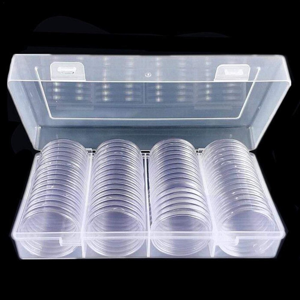 maojin Coin Storage Box 40mm, Silver Eagles Coin Capsules Coin Case Coin Holder Storage Container with Storage Organizer Box for Coin Collection Supplies 60 Pieces, Suitable for Coin Collectors
