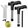 2 Pack Coconut Opener Tool with 4 Reusable Straws and Brush, Easy & Convenient Straw Hole Maker, Food Grade Stainless Steel Coconut Opening Tool Pouch Tap for Young Fresh Thai Hawaii Coco Water Juice view 1