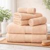 Ample Decor 100% Cotton 6 Piece Bathroom Towels Set, 2 Bath Towels, 2 Hand Towels, 2 Washcloths, Quick Drying - Beige Towel Sets view 2