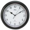 12 1/8 in Round Arabic Wall Clock, Black Plastic Frame-Each view 1