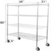Regal Altair 21" Deep x 36" Wide x 80" High 4 Tier Chrome Wire Shelving Kit with 5" Wheels | NSF Commercial Storage Rack Unit view 2