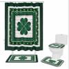 Classic Shamrock Clover Design St. Patrick's Day Non-Slip Shower Curtain Set with Rugs,Toilet Lid Cover Bath Mat and Shower Curtain with 12 Hooks,4Pcs Durable Washable Bathroom Shower Curtain Set view 1