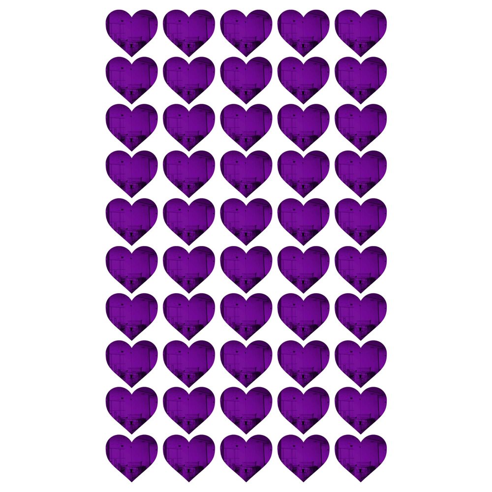 50 Pack Acrylic Mirror 4" Heart Purple .118" Thick No Adhesive Reflective Pieces Perfect for Birthdays and Kids Rooms by Marketing Holders