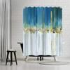 Americanflat 71x74 Modern Batik Shower Curtain - Water-Resistant Long Shower Curtain with Durable Metal Grommets and 12 Hooks - 100% Polyester - Teal Blue, Ivory, Gold and Greige view 1