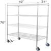 Regal Altair 21" Deep x 42" Wide x 70" High 4 Tier Chrome Wire Shelving Kit with 5" Wheels | NSF Commercial Storage Rack Unit view 2