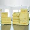 Ample Decor Bathroom Towel Set of 18-4 Hand Towel, 4 Bath Towel, 10 Wash Cloths - Oeko Tex Certified 600 GSM 100% Cotton - High Absorbency Quick Drying, Ideal for Gifting - Yellow view 2