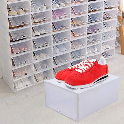 TFCFL 20/24 Pack Shoe Storage Box Shoe Box, Upthehill Clear Plastic Stackable Shoe Organizer Space Saving Foldable Shoe Container, 33 x 23 x 14cm (24 Pack)