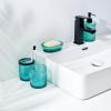 4PCs Teal Blue Glass Bathroom Accessories Set with Decorative Pressed Pattern - Includes Hand Soap Dispenser & Tumbler & Soap Dish & Toothbrush Holder (Bathroom Accessories Blue) view 4