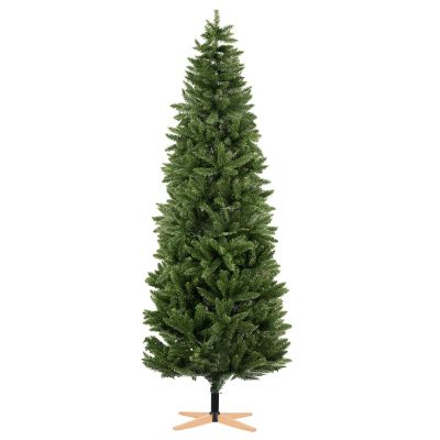 Tree Nest Artificial Christmas Tree Holiday Decoration with Wooden Stand, Green, 7.5 ft