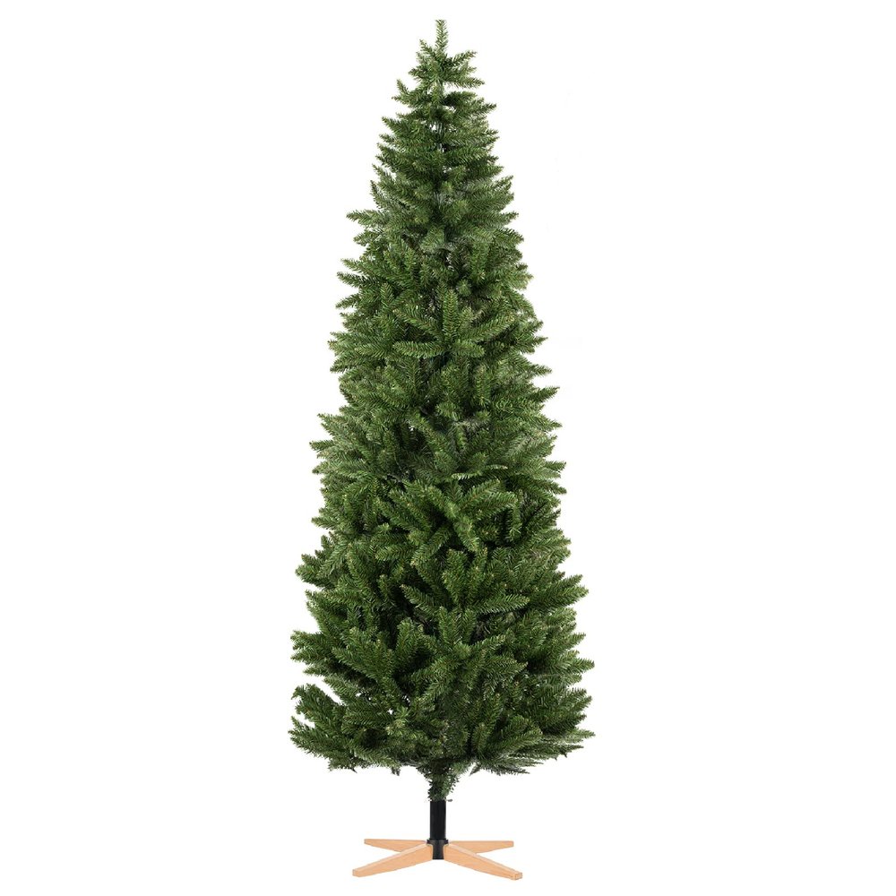 Tree Nest Artificial Christmas Tree Holiday Decoration with Wooden Stand, Green, 7.5 ft