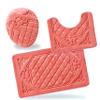 All American Collection 3PC Memory Foam Bath Mats Soft Plush Crown Design Anti-Slip Shower Bathroom Contour Toilet Lid Cover Rugs (Peach) view 1