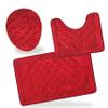 All American Collection 3PC Memory Foam Bath Mats Soft Plush Crown Design Anti-Slip Shower Bathroom Contour Toilet Lid Cover Rugs (Red) view 1