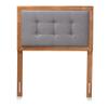 Baxton Studio Sarine Mid-Century Modern Dark Grey Fabric Upholstered and Walnut Brown Finished Wood Twin Size Headboard view 4