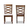 Baxton Studio Lanier Dining Chair Set - Grey Fabric Upholstered, Walnut Brown Finished Wood view 2