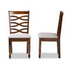 Baxton Studio Lanier Dining Chair Set - Grey Fabric Upholstered, Walnut Brown Finished Wood view 3