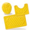 All American Collection 3PC Memory Foam Bath Mats Soft Plush Crown Design Anti-Slip Shower Bathroom Contour Toilet Lid Cover Rugs (Yellow) view 1