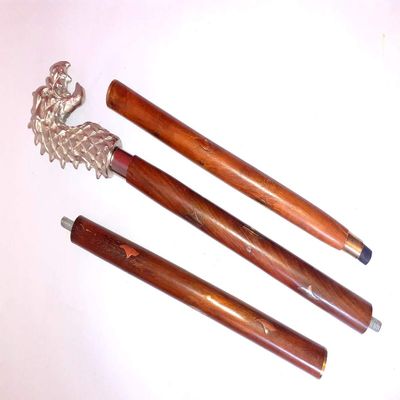 Ganga Nautical Silver Antique Handmade Dragon Walking Cane Dragon Head Handle Wooden Walking Wood, Aluminum Stick Walking