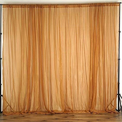 Zen Creative Designs Sheer Light Weight Window Tinting Chiffon Curtain Panel 58" Wide Window Treatment/Home Decor (Gold, 72" Tall)