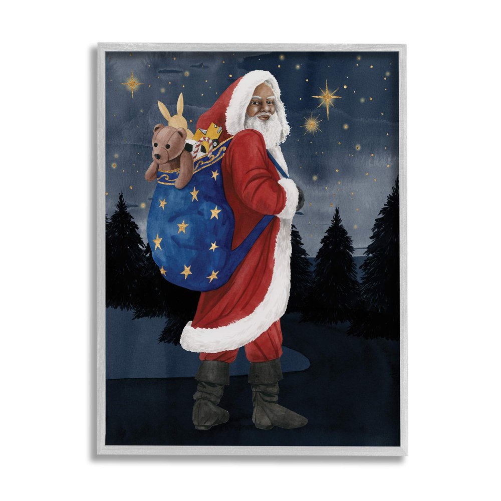 Stupell Industries Santa Claus Sack of Toys Under Night Sky