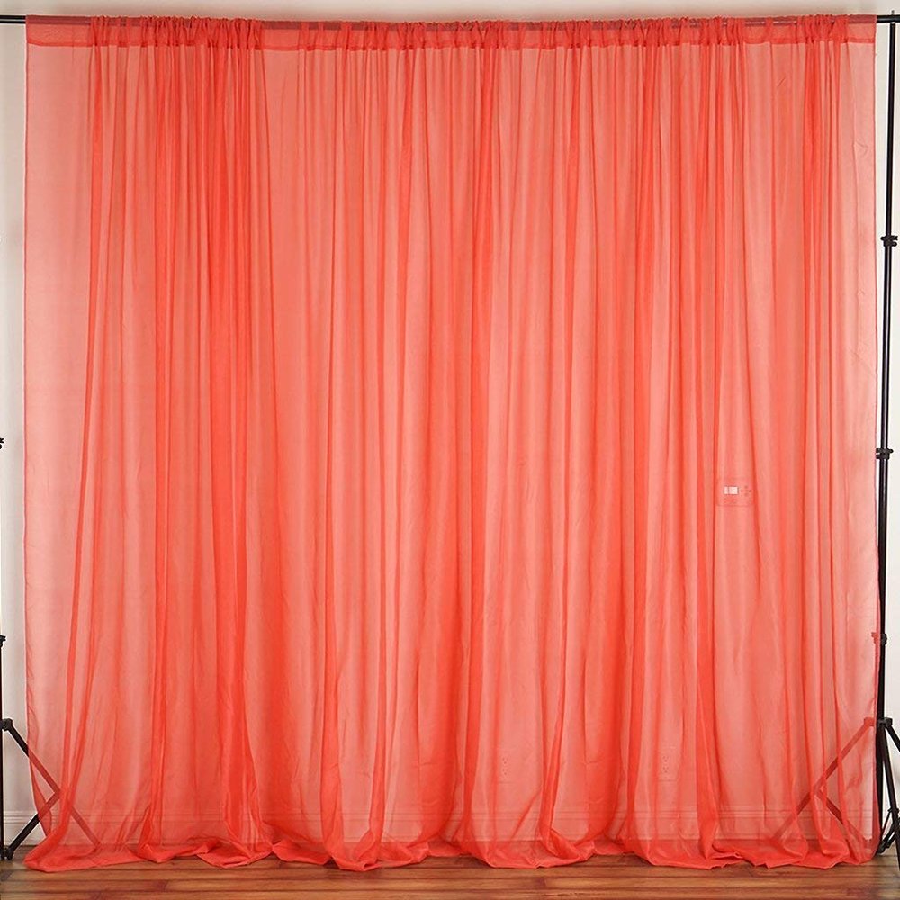 Zen Creative Designs Sheer Light Weight Window Tinting Chiffon Curtain Panel 58" Wide Window Treatment/Home Decor (Coral, 72" Tall)