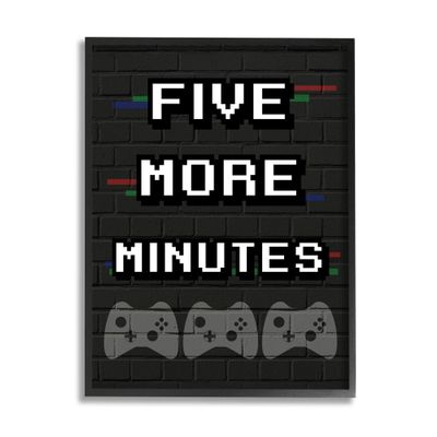 Stupell Industries Five More Minutes Video Game Phrase Retro Bricks