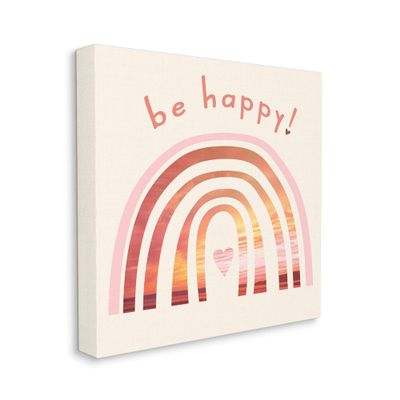 Stupell Industries Be Happy Phrase Warm Tone Beach Rainbow