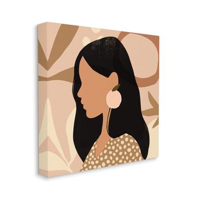Stupell Industries Female Side Portrait Peach Fruit Earring