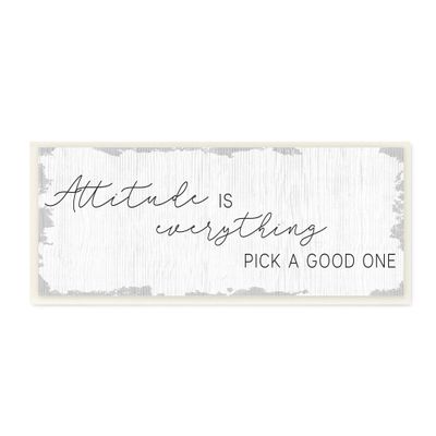 Stupell Industries Attitude is Everything Distressed Plank Look Black White