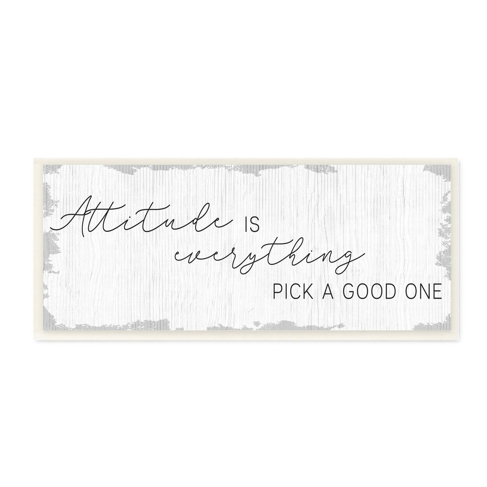 Stupell Industries Attitude is Everything Distressed Plank Look Black White