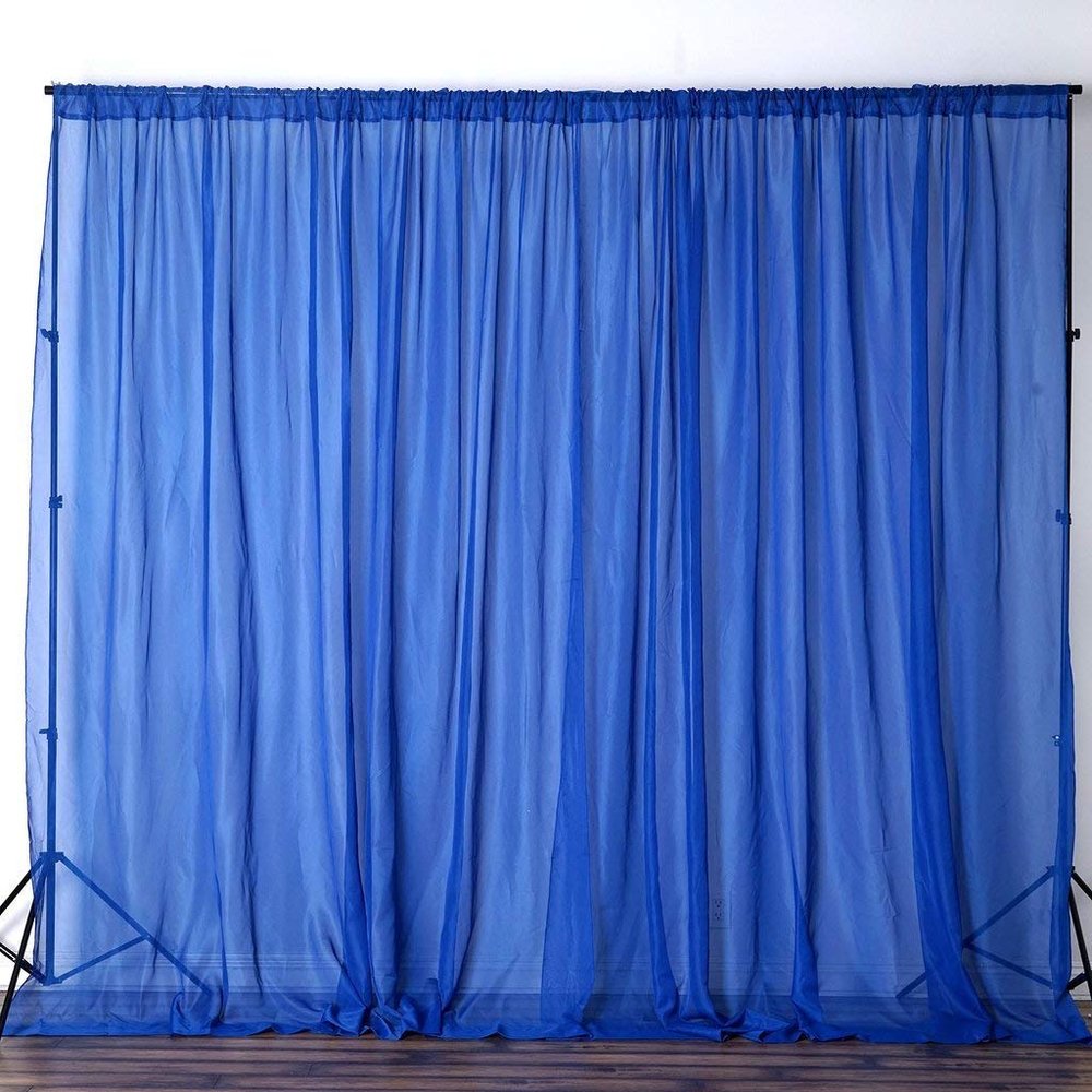 Zen Creative Designs Sheer Light Weight Window Tinting Chiffon Curtain Panel 58" Wide Window Treatment/Home Decor (Royal Blue, 72" Tall)