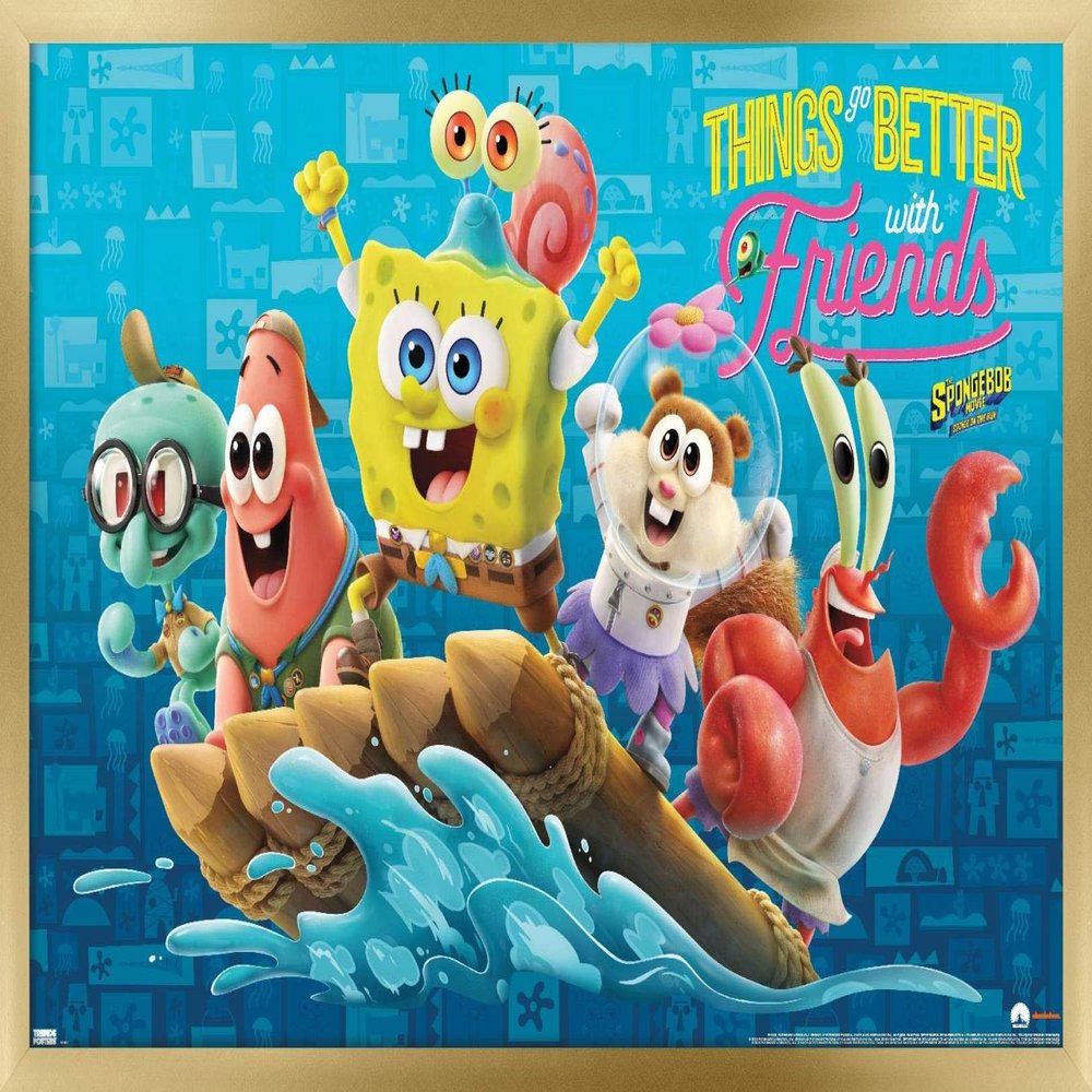 Trends International The SpongeBob Movie: Sponge On The Run - Friends Wall Poster, 14.725" x 22.375", Gold Framed Version